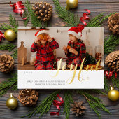 モダンスクリプトの楽しいクリスマス家族写真 箔招待状