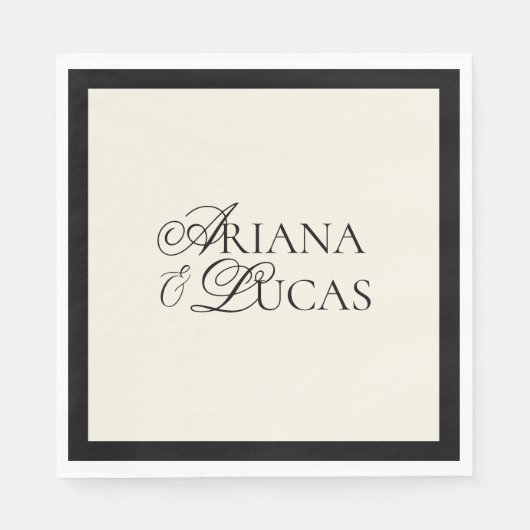 モダンスクリプトの白黒のミニマ結婚リスト スタンダードランチョンナプキン (正面)