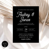 モダンスクリプトの白黒のミニマ結婚リスト 招待状