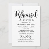 モダンスクリプトの結婚式リハーサルディナー 招待状 (正面)