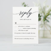 モダンスクリプトの結婚式出欠確認カード(メニューオプションなし) 招待状 (スタンド正面)