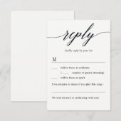 モダンスクリプトの結婚式出欠確認カード(メニューオプションなし) 招待状 (正面/裏面)