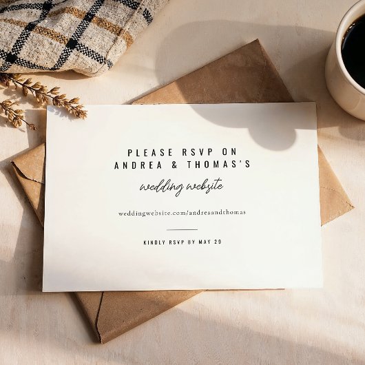 モダンスクリプトの結婚式RSVP 出欠カード