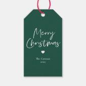 モダンスクリプトの緑のクリスマス ギフトタグ (正面)