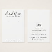 モダンスクリプトの追加ロゴの追加ホワイトイヤリング表示カード (正面&裏面)