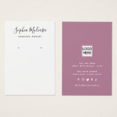 モダンスクリプトの追加ロゴの追加ホワイトイヤリング表示カード (正面&裏面)