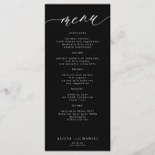 モダンスクリプトの黒と白の結婚式 メニュー (正面)