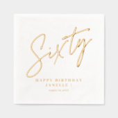 モダンスクリプトの60歳の誕生日 箔ナプキン (正面)
