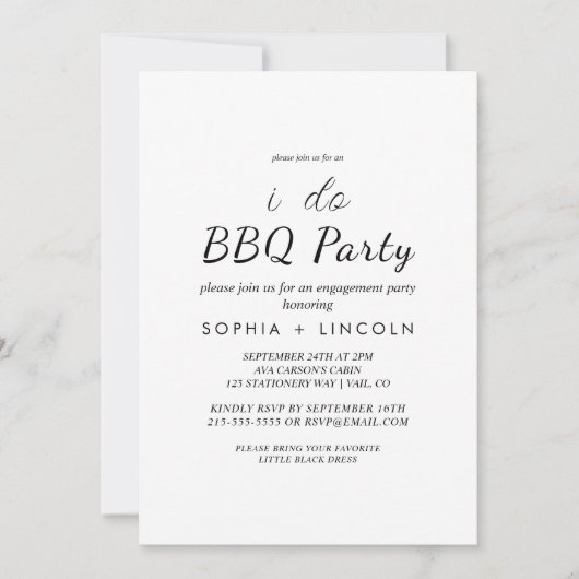 モダンスクリプトの「I Do BBQ」エンゲージメントパーティー 招待状 (正面)