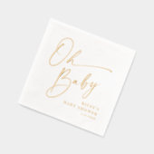 モダンスクリプトの「Oh Baby」シャワー 箔ナプキン (左)