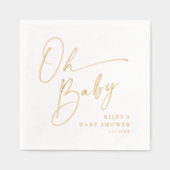 モダンスクリプトの「Oh Baby」シャワー 箔ナプキン (正面)