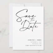 モダンスクリプトのSave the Date 招待状 (正面)