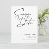 モダンスクリプトのSave the Date 招待状 (スタンド正面)
