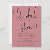 モダンスクリプトほこりっぽいバラブライダルシャワー 招待状 (正面)