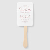 モダンスクリプトほこりっぽいバラ結婚式 プログラム ハンドファン (正面)