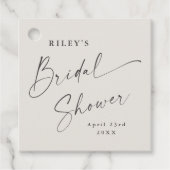 モダンスクリプトアイボリー ボーホー ブライダルシャワー フェイバータグ (正面)