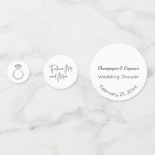 モダンスクリプトウェディングシャワー コンフェッティ (正面)