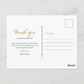 モダンスクリプトウェディングフォトコラージュ感謝カード ポストカード (裏面)