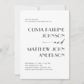 モダンスクリプトウェディング | ミニマル写真 + QRコード 招待状 (正面)