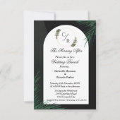 モダンスクリプトエメラルグ結婚リーンブランチパーティー 招待状 (正面)