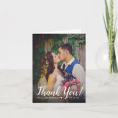 モダンスクリプトオーバーレイ結婚式写真 サンキューカード (正面)