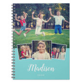 モダンスクリプトカスタムネーム クール4枚写真コラージュ ではない ノートブック (正面)