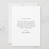 モダンスクリプトカリグラフィー フォト ウェディング サンクス 招待状 (裏面)