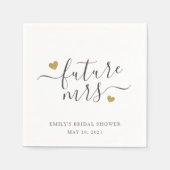 モダンスクリプトゴールドハーツフューチャーミセス ブライダルシャワー スタンダードカクテルナプキン (正面)