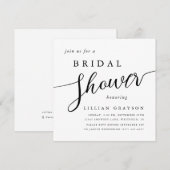 モダンスクリプトタイポグラフィー ブラック＆ホワイト ブライダルシャワー 招待状 (正面/裏面)
