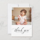 モダンスクリプトタイポグラフィー 1歳の誕生日写真 サンキューカード (正面)