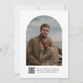 モダンスクリプトタイポグラフィー | QRコード アーチ写真 セーブザデート (裏面)