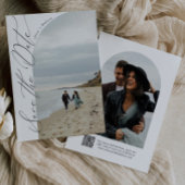 モダンスクリプトタイポグラフィー | QRコード ハーフアーチ写真 セーブザデート