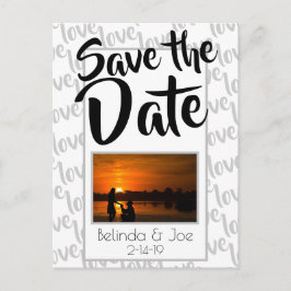 モダンスクリプトタイポグラフィー Save the Date 愛 案内ポストカード