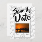 モダンスクリプトタイポグラフィー Save the Date 案内ポストカード (正面/裏面)