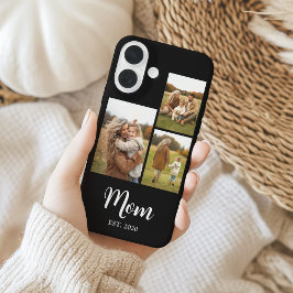 モダンスクリプトテキストの「Mom Established」ブラック 3枚の写真 iPhone 16ケース