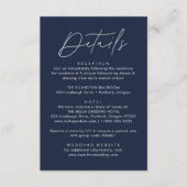 モダンスクリプトネイビーウェディング詳細 エンクロージャーカード (正面)