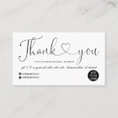 モダンスクリプトハートの白感謝してい順 名刺 (正面)