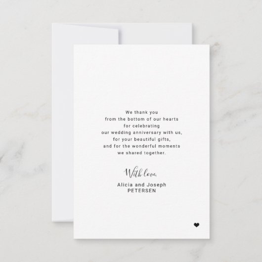 モダンスクリプトハートフォト結婚コラージュ サンキューカード (裏面)