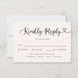 モダンスクリプトハート伝統的な結婚式RSVP 出欠カード