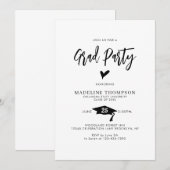 モダンスクリプトハート卒業パーティー 卒業式 招待状 (正面/裏面)