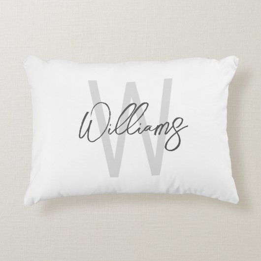 モダンスクリプトパーソナライズドモノグラムと名前 アクセントクッション (正面)