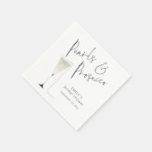 モダンスクリプトパールとプロセッコのブライズシャワー スタンダードカクテルナプキン (角)