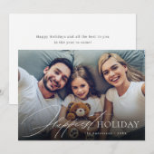 モダンスクリプトファミリー写真 ハッピー ホリデーカード (正面/裏面)