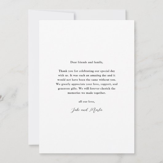 モダンスクリプトフォトウェディング サンキューカード (裏面)