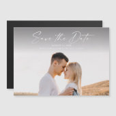 モダンスクリプトフォトウェディング セーブザデート マグネット招待状 (正面/裏面)