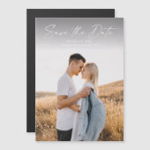 モダンスクリプトフォトウェディング セーブザデート マグネット招待状 (正面/裏面)