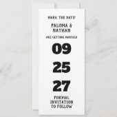 モダンスクリプトフォトウェディング セーブザデート 招待状 (裏面)