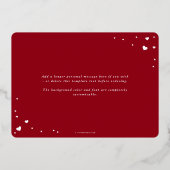 モダンスクリプトフォント ハッピーバレンタインデーの写真 箔シーズンカード (裏面)