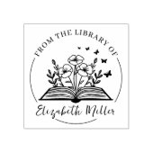 モダンスクリプトブックプレート、植物学の本 ラバースタンプ (インプリント)