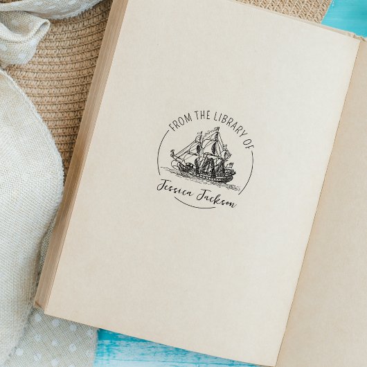 モダンスクリプトブックプレート 船の海事本 ラバースタンプ